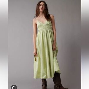 NWOT American Eagle Poplin V-Neck Dress - WHITE